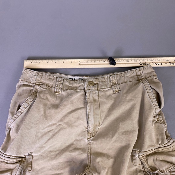 Y2K Old Navy Cargo Shorts Men's Size 32 Khaki Tan Cotton Relaxed Fit Utility* - Picture 5 of 15